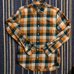 Bonobos Men’s Green and Orange/Rust Plaid Shirt